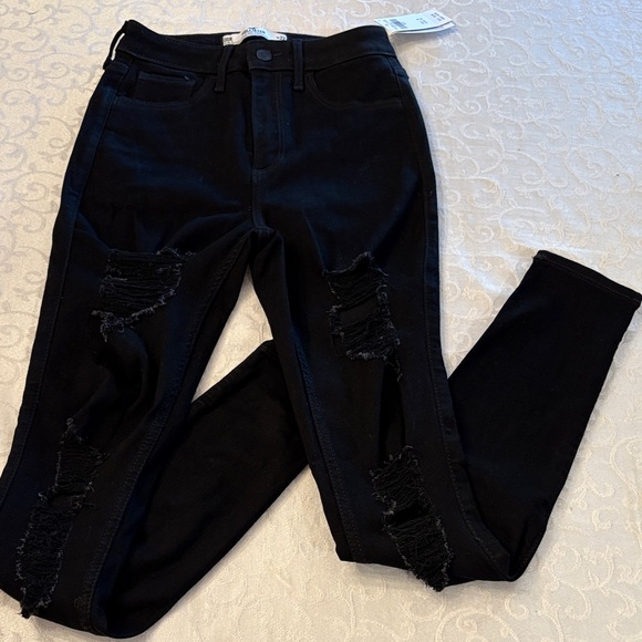 Hollister Curvy High Rise Super Skinny 00R Tipped Black Jeans - Picture 4 of 16